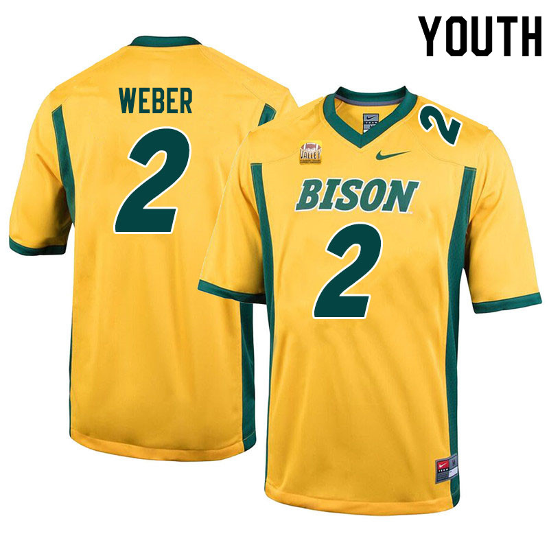 Youth #2 Dawson Weber North Dakota State Bison College Football Jerseys Sale-Yellow - Click Image to Close